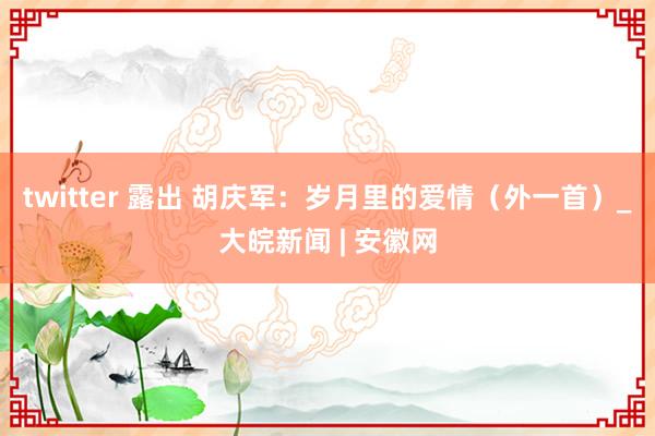 twitter 露出 胡庆军：岁月里的爱情（外一首）_大皖新闻 | 安徽网