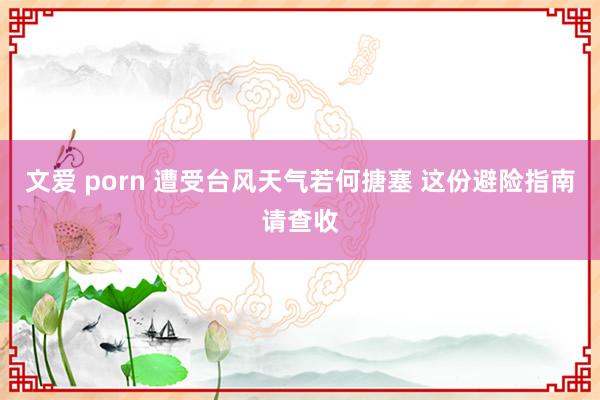 文爱 porn 遭受台风天气若何搪塞 这份避险指南请查收