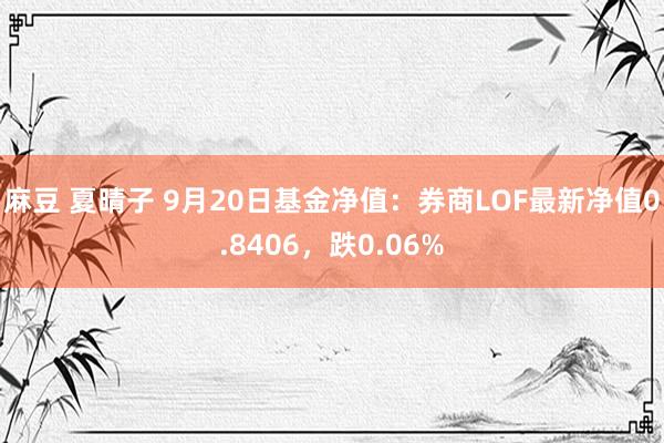 麻豆 夏晴子 9月20日基金净值：券商LOF最新净值0.8406，跌0.06%