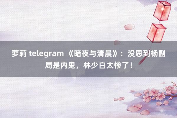 萝莉 telegram 《暗夜与清晨》：没思到杨副局是内鬼，林少白太惨了！