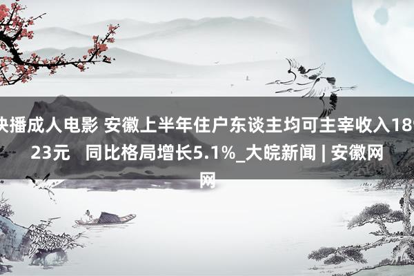 快播成人电影 安徽上半年住户东谈主均可主宰收入18923元   同比格局增长5.1%_大皖新闻 | 安徽网