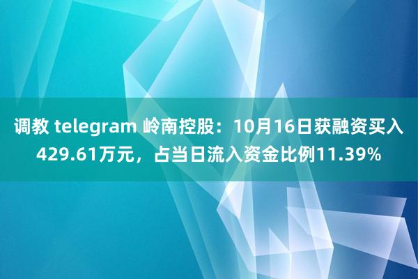 调教 telegram 岭南控股：10月16日获融资买入429.61万元，占当日流入资金比例11.39%