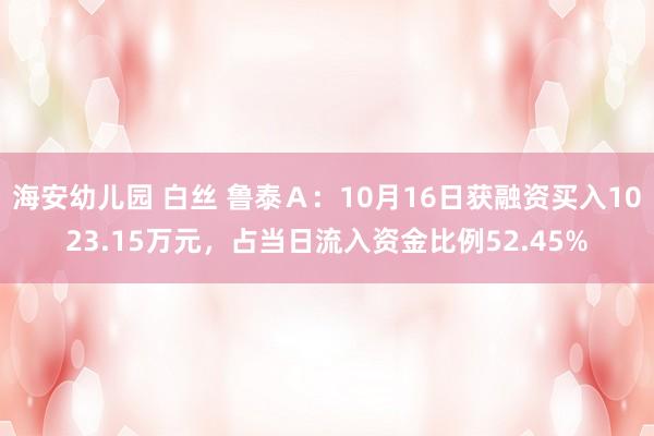 海安幼儿园 白丝 鲁泰Ａ：10月16日获融资买入1023.15万元，占当日流入资金比例52.45%