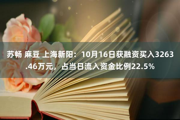 苏畅 麻豆 上海新阳：10月16日获融资买入3263.46万元，占当日流入资金比例22.5%