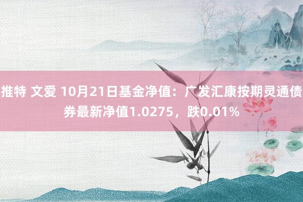 推特 文爱 10月21日基金净值：广发汇康按期灵通债券最新净值1.0275，跌0.01%