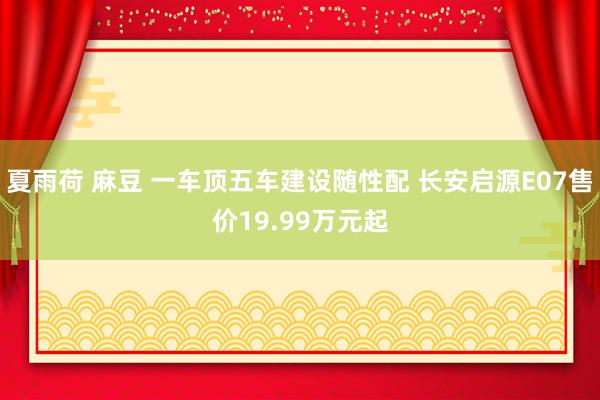 夏雨荷 麻豆 一车顶五车建设随性配 长安启源E07售价19.99万元起