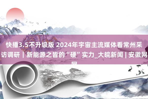 快播3.5不升级版 2024年宇宙主流媒体看常州采访调研｜新能源之皆的“硬”实力_大皖新闻 | 安徽网