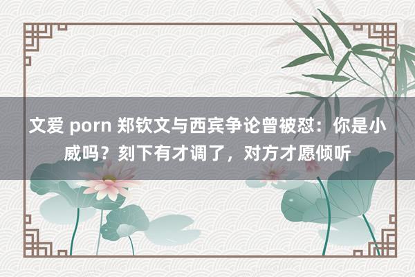 文爱 porn 郑钦文与西宾争论曾被怼：你是小威吗？刻下有才调了，对方才愿倾听