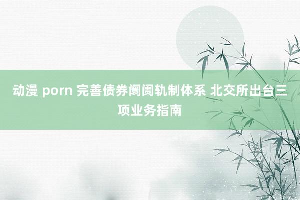 动漫 porn 完善债券阛阓轨制体系 北交所出台三项业务指南