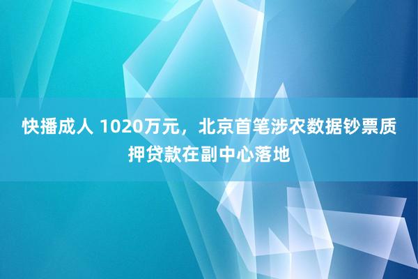 快播成人 1020万元，北京首笔涉农数据钞票质押贷款在副中心落地