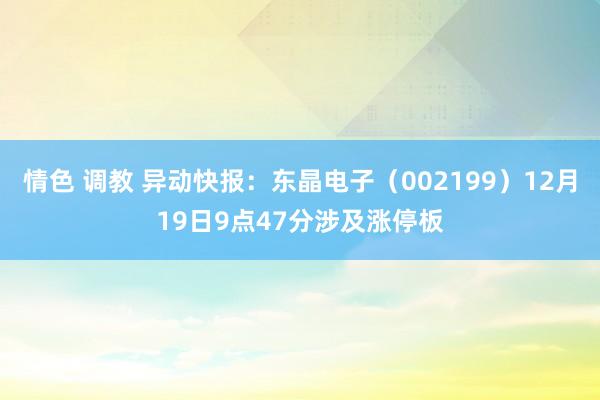 情色 调教 异动快报：东晶电子（002199）12月19日9点47分涉及涨停板