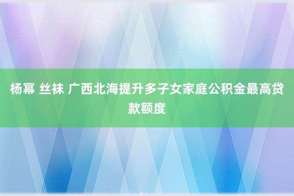 杨幂 丝袜 广西北海提升多子女家庭公积金最高贷款额度