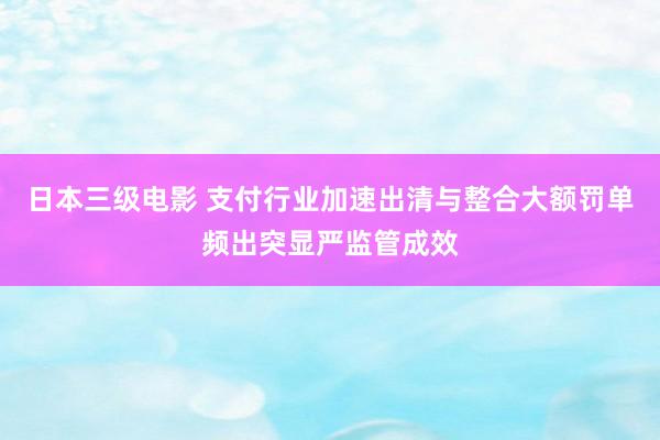 日本三级电影 支付行业加速出清与整合大额罚单频出突显严监管成效