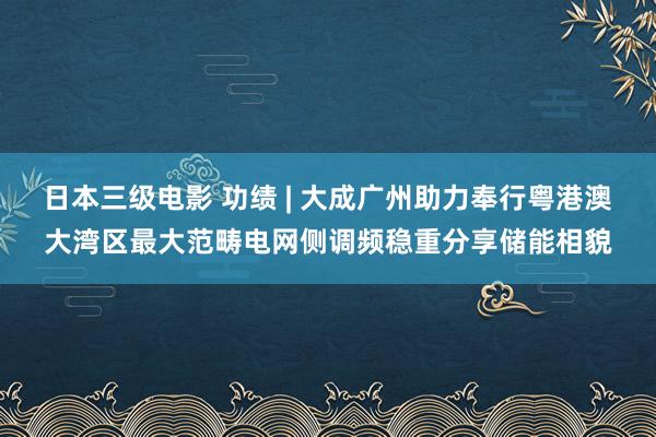 日本三级电影 功绩 | 大成广州助力奉行粤港澳大湾区最大范畴电网侧调频稳重分享储能相貌