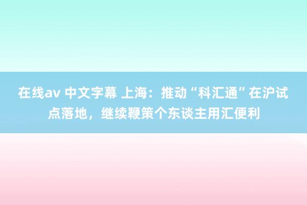 在线av 中文字幕 上海：推动“科汇通”在沪试点落地，继续鞭策个东谈主用汇便利